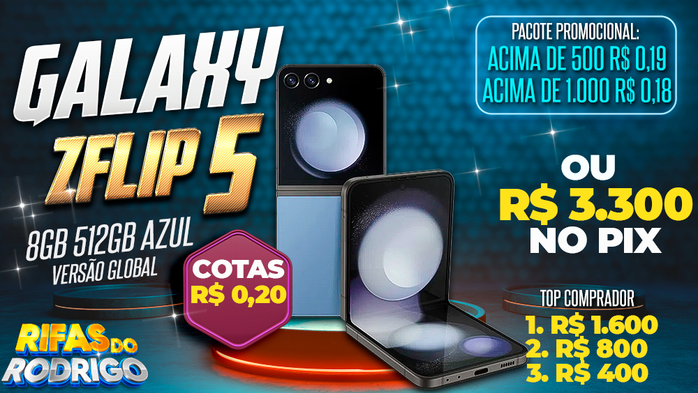 SAMSUNG GALAXY ZFLIP 5 8GB 512GB GLOBAL AZUL OU PIX DE R$3.300! TOP COMPRADORES: 1.R$1.600 2.R$800 3.R$400