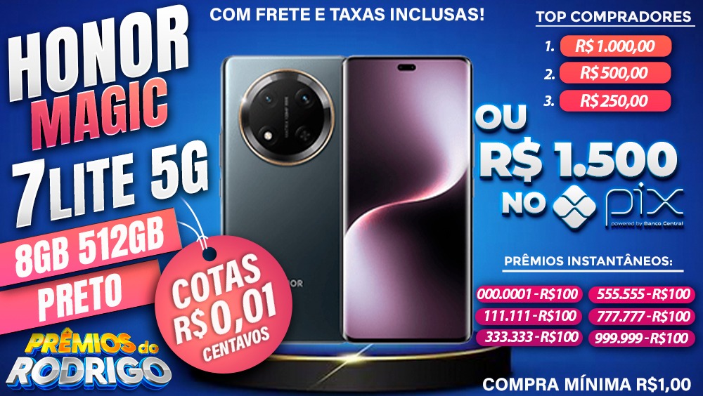 HONOR MAGIC 7 LITE 8GB 512GB PRETO COM FRETE E TAXAS INCLUSAS OU R$1.500 NO PIX!