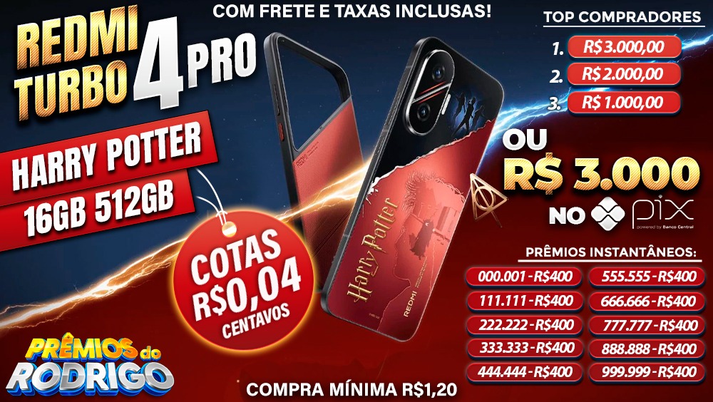 REDMI TURBO 4 PRO HARRY POTTER 16GB 512GB COM FRETE E TAXAS INCLUSAS OU R$3.000 NO PIX!
