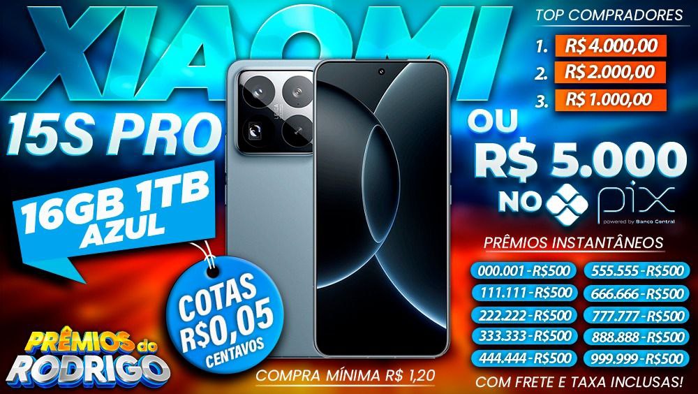 XIAOMI 15S PRO 16GB 1TB AZUL COM FRETE E TAXAS INCLUSAS, OU R$5.000 NO PIX!
