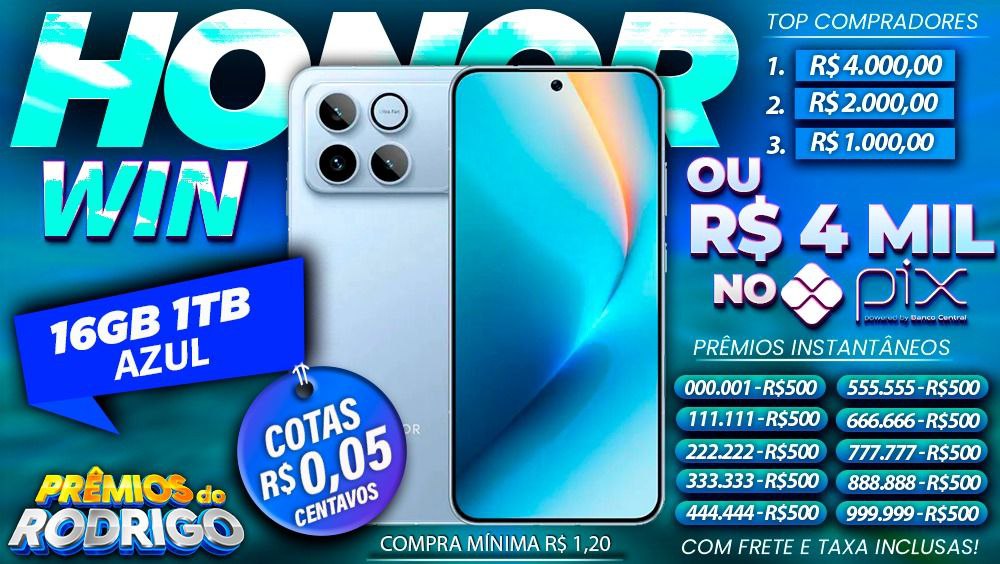 HONOR WIN 16GB 1TB AZUL COM FRETE E TAXAS INCLUSAS OU R$4.000 NO PIX!