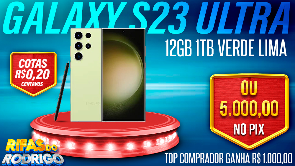 SAMSUNG GALAXY S23 ULTRA 12GB 1TB VERDE LIMA OU R$5.000 NO PIX! TOP COMPRADOR LEVA R$1.000 NO PIX