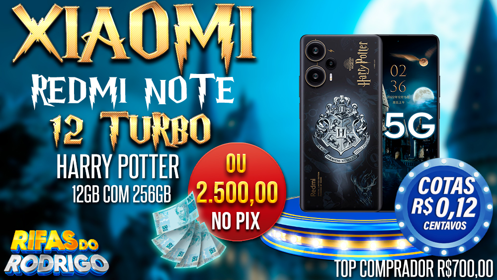 XIAOMI REDMI NOTE 12 TURBO HARRY POTTER 12GB 256GB OU R$2.500 NO PIX! TOP COMPRADOR LEVA R$700 NO PIX!